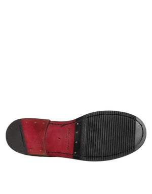 Braun Leder Logo Slip On Männer Kleid Schuhe