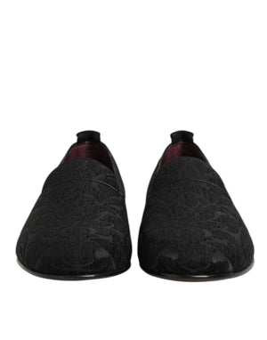 Schwarz Brokat Loafers Slip On Männer Kleid Schuhe