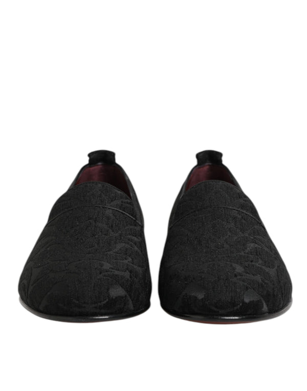 Schwarz Brokat Loafers Slip On Männer Kleid Schuhe