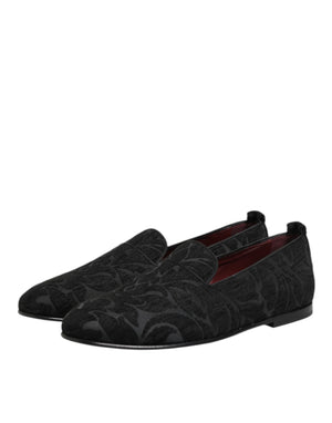 Schwarz Brokat Loafers Slip On Männer Kleid Schuhe