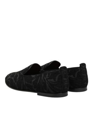 Schwarz Brokat Loafers Slip On Männer Kleid Schuhe