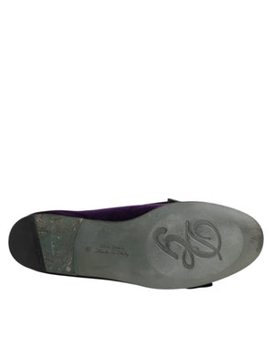 Lila Wildleder Baumwolle Schleife Slip On Loafers Schuhe