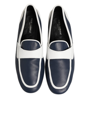 Weiß Blau Leder Slip On Loafers Männer Formelle Schuhe