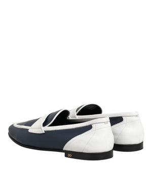 Weiß Blau Leder Slip On Loafers Männer Formelle Schuhe