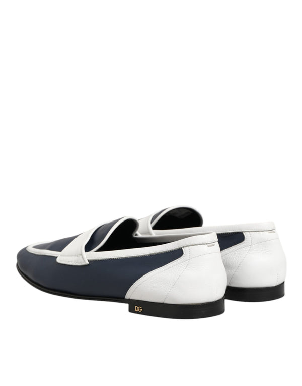 Weiß Blau Leder Slip On Loafers Männer Formelle Schuhe