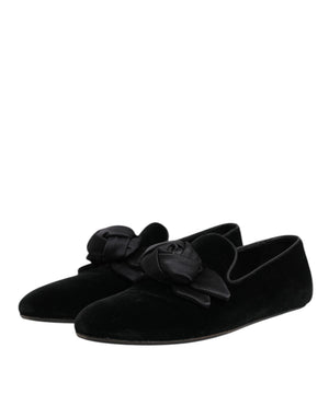 Schwarz Wildleder Baumwolle Rose Slip On Loafers Schuhe