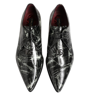 Marmorierte Muster Kleid Lace Up Derby Schuhe