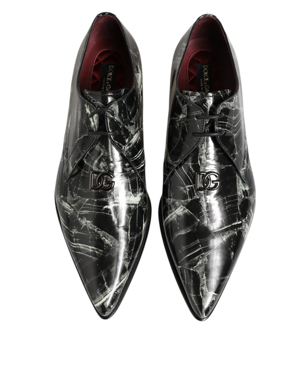 Marmorierte Muster Kleid Lace Up Derby Schuhe