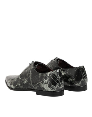 Marmorierte Muster Kleid Lace Up Derby Schuhe