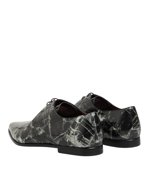 Marmorierte Muster Kleid Lace Up Derby Schuhe