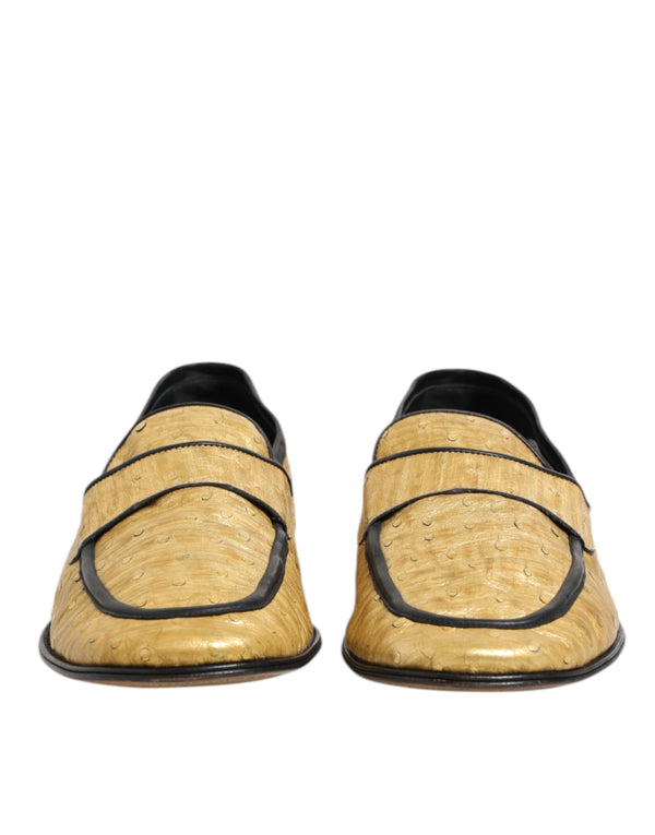 Gelb Schwarz Leder Slipper Schuhe