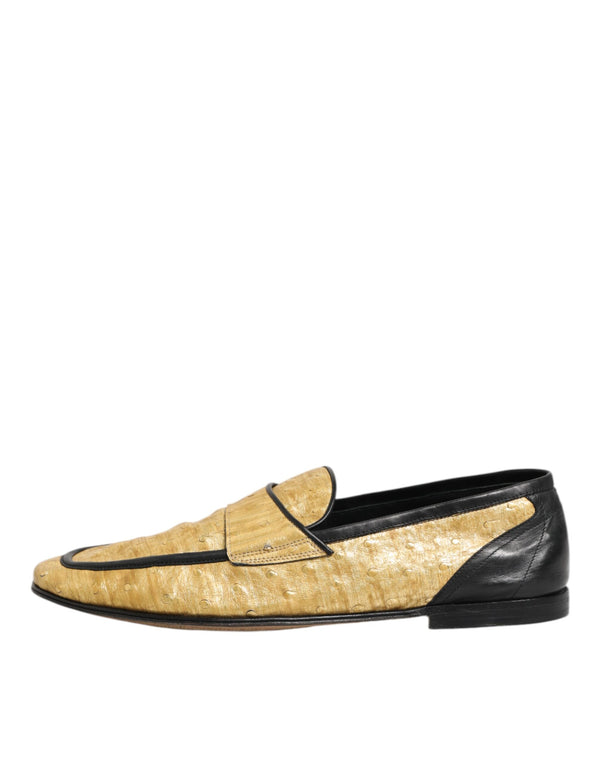 Gelb Schwarz Leder Slipper Schuhe