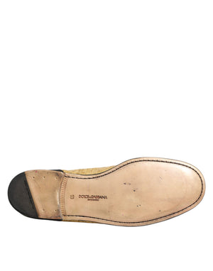 Gelb Schwarz Leder Slipper Schuhe
