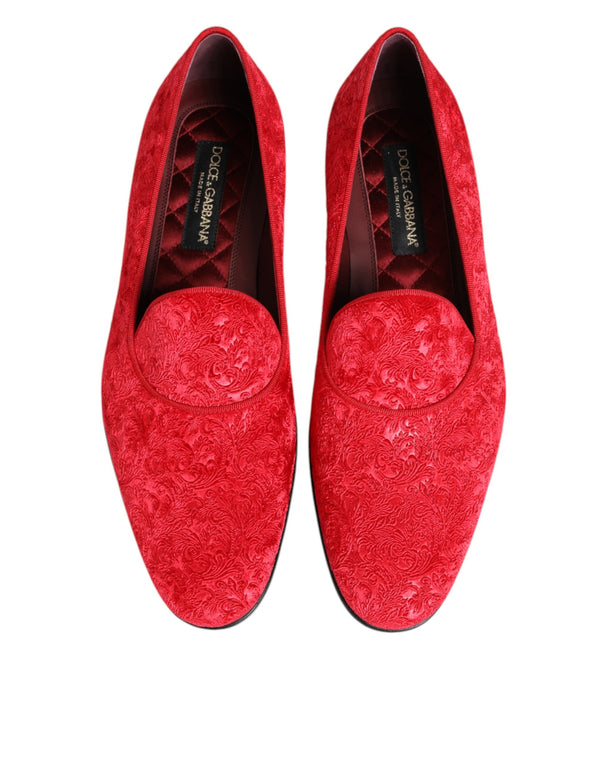 Rot Jacquard Loafers Formal Männer Kleid Schuhe