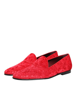 Rot Jacquard Loafers Formal Männer Kleid Schuhe