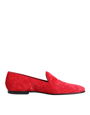 Rot Jacquard Loafers Formal Männer Kleid Schuhe