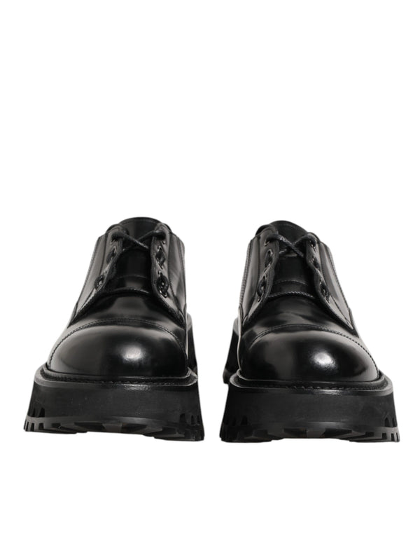 Schwarz Leder Lace Up Derby Männer Kleid Schuhe