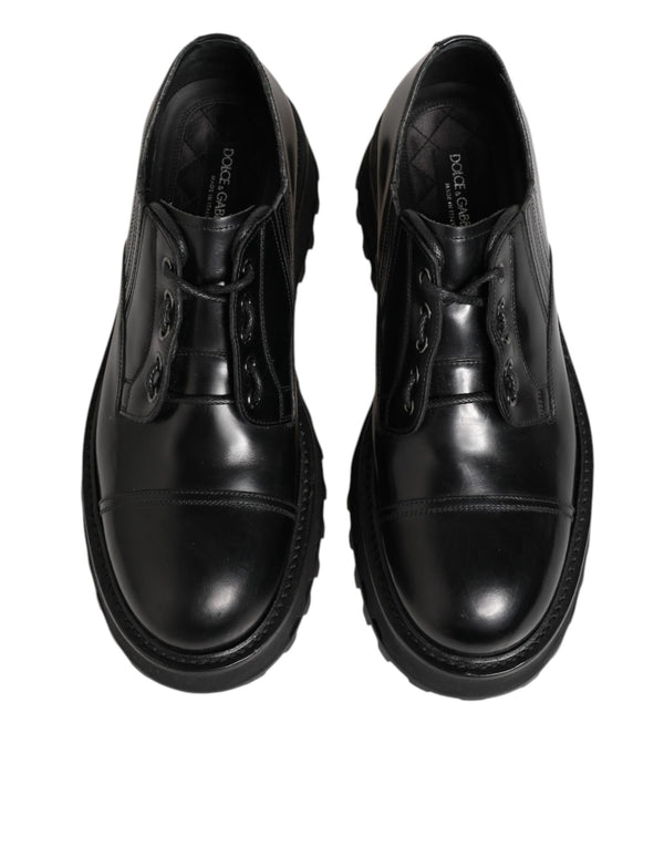 Schwarz Leder Lace Up Derby Männer Kleid Schuhe