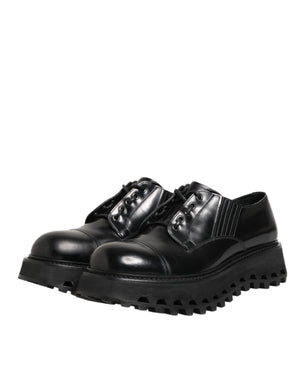 Schwarz Leder Lace Up Derby Männer Kleid Schuhe
