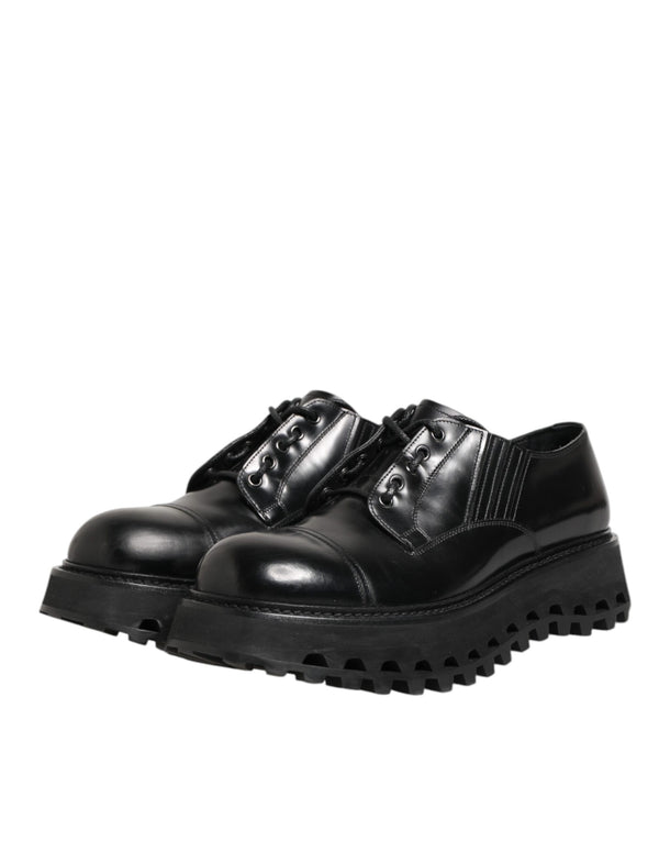 Schwarz Leder Lace Up Derby Männer Kleid Schuhe