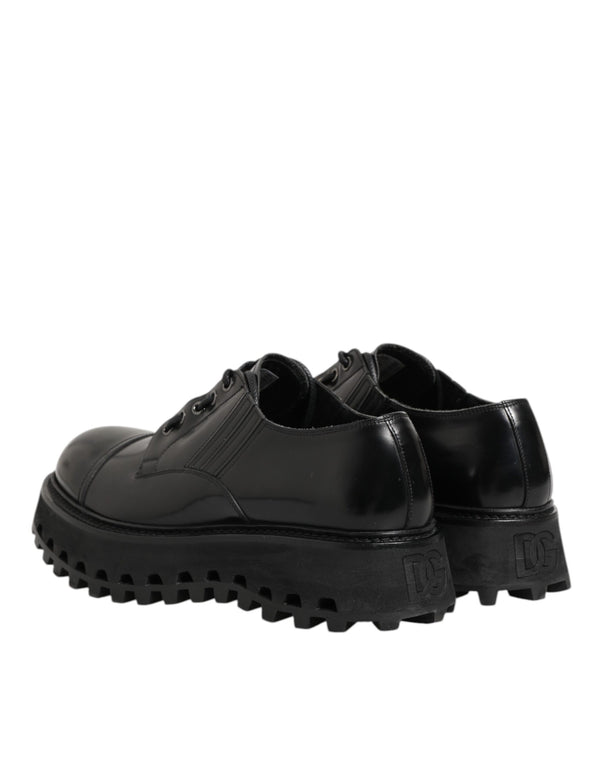 Schwarz Leder Lace Up Derby Männer Kleid Schuhe