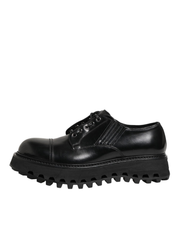 Schwarz Leder Lace Up Derby Männer Kleid Schuhe