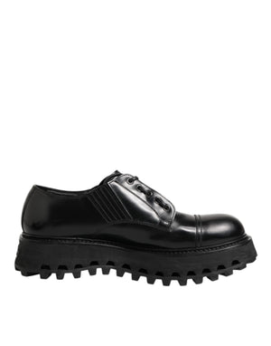 Schwarz Leder Lace Up Derby Männer Kleid Schuhe