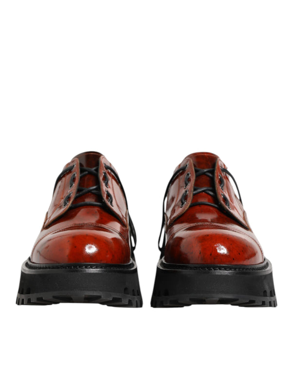 Braun Rot Leder Schnürschuhe Derby Dress Schuhe