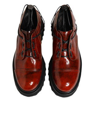 Braun Rot Leder Schnürschuhe Derby Dress Schuhe