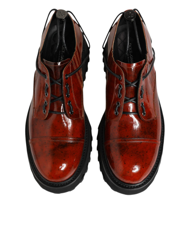 Braun Rot Leder Schnürschuhe Derby Dress Schuhe