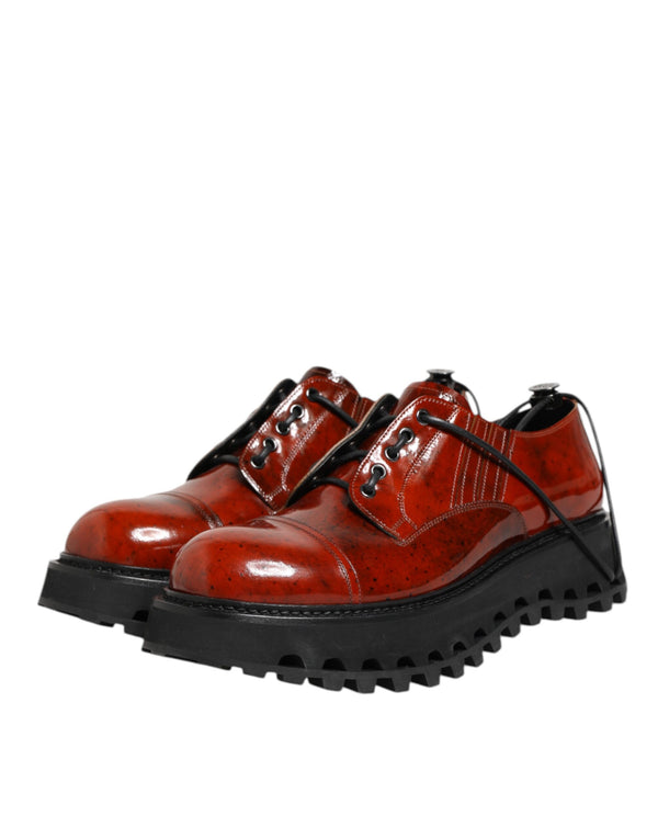 Braun Rot Leder Schnürschuhe Derby Dress Schuhe