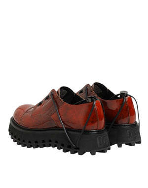 Braun Rot Leder Schnürschuhe Derby Dress Schuhe