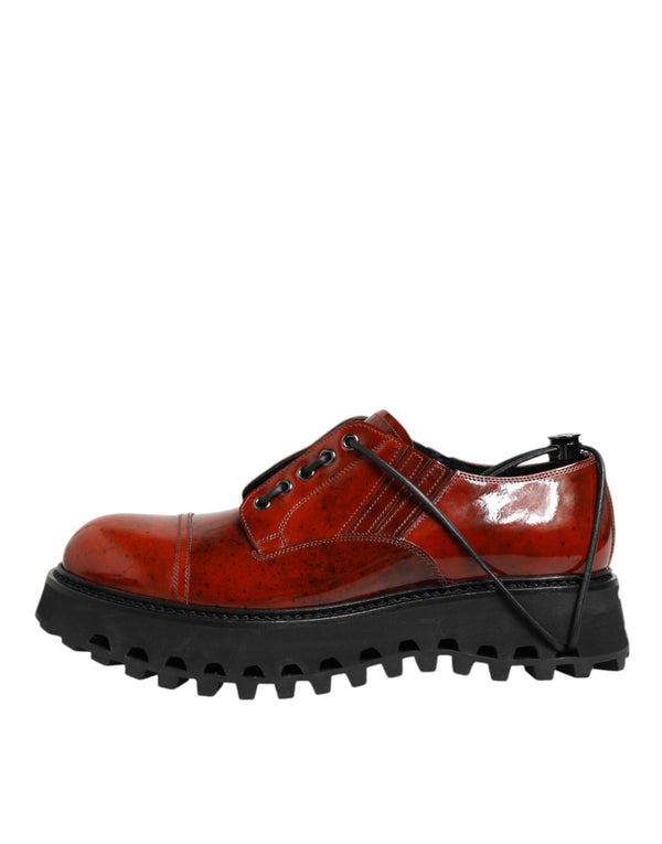 Braun Rot Leder Schnürschuhe Derby Dress Schuhe