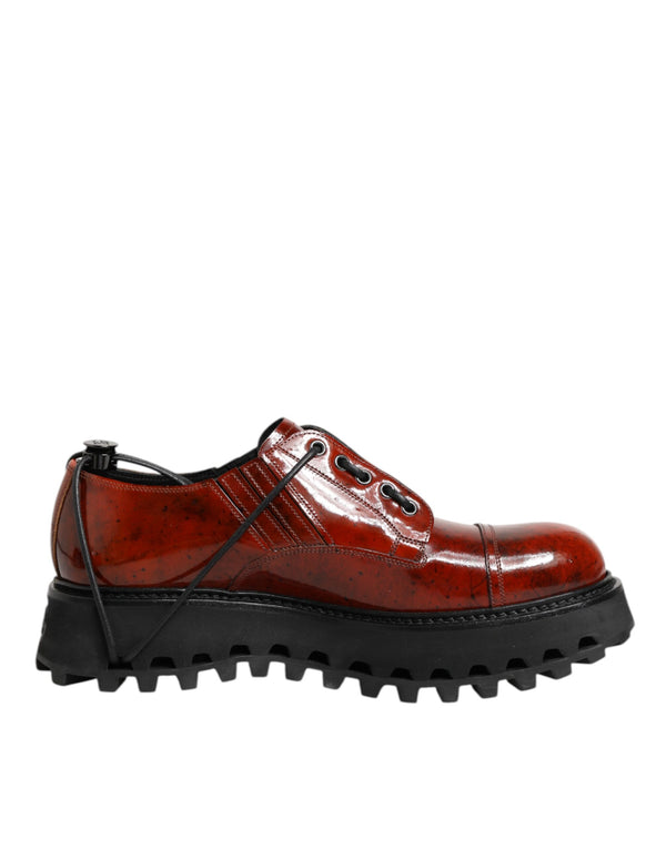 Braun Rot Leder Schnürschuhe Derby Dress Schuhe