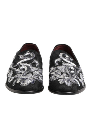 Schwarz Silber Pailletten Loafers Männer Kleid Schuhe