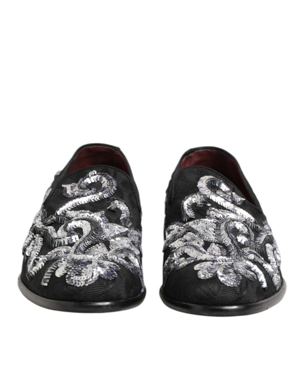 Schwarz Silber Pailletten Loafers Männer Kleid Schuhe