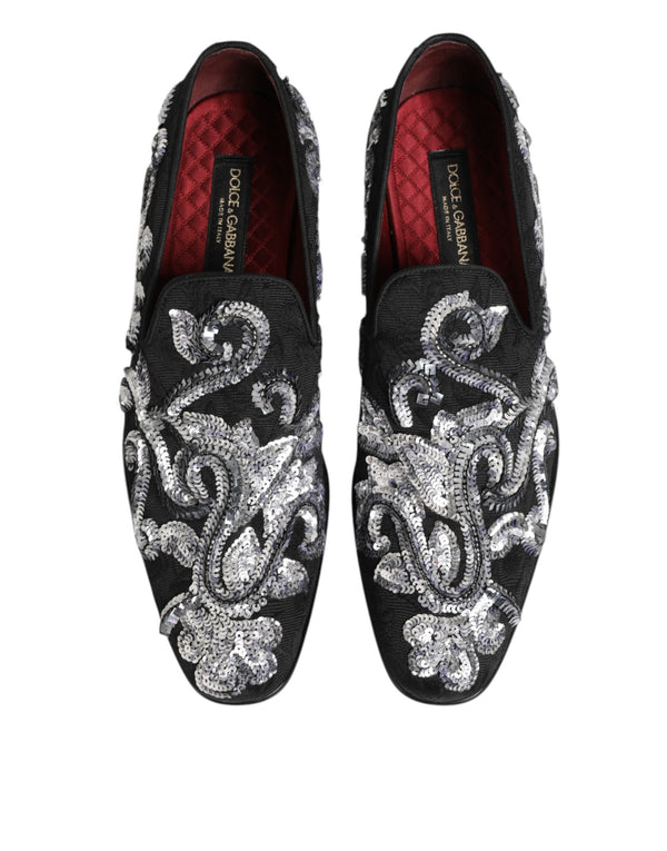 Schwarz Silber Pailletten Loafers Männer Kleid Schuhe