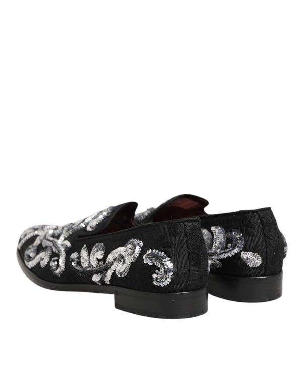 Schwarz Silber Pailletten Loafers Männer Kleid Schuhe
