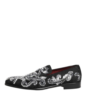 Schwarz Silber Pailletten Loafers Männer Kleid Schuhe