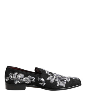 Schwarz Silber Pailletten Loafers Männer Kleid Schuhe