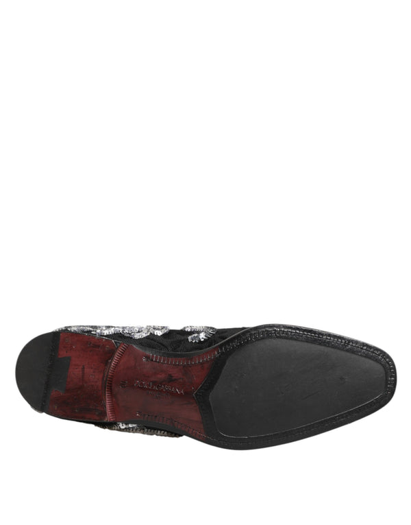 Schwarz Silber Pailletten Loafers Männer Kleid Schuhe