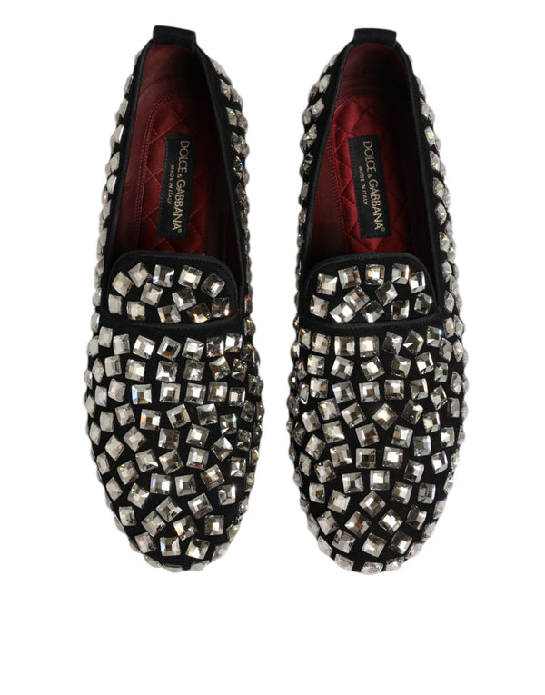 Schwarz Wildleder Kristalle Loafers Männer Kleid Schuhe