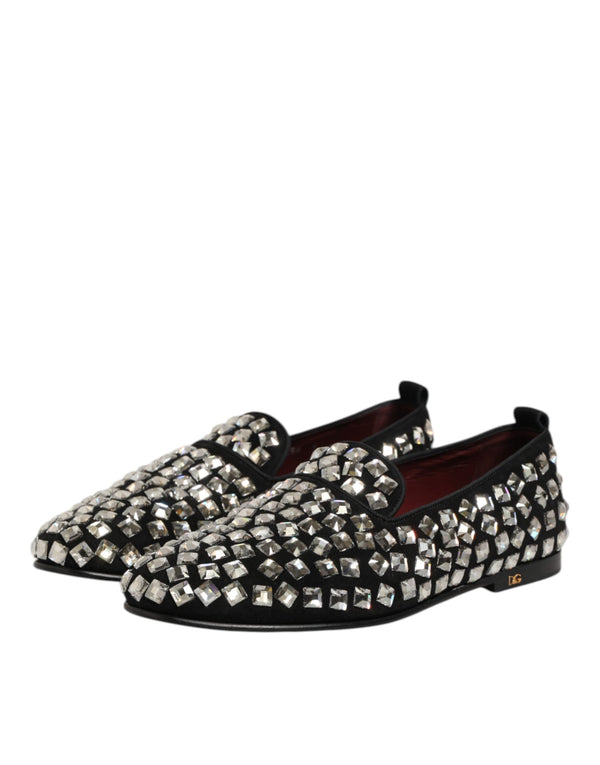 Schwarz Wildleder Kristalle Loafers Männer Kleid Schuhe