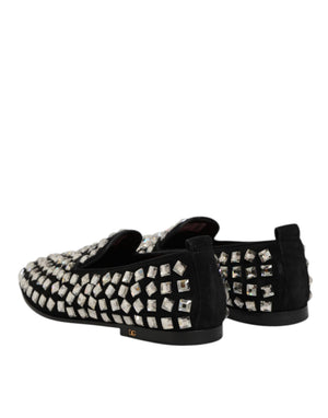 Schwarz Wildleder Kristalle Loafers Männer Kleid Schuhe