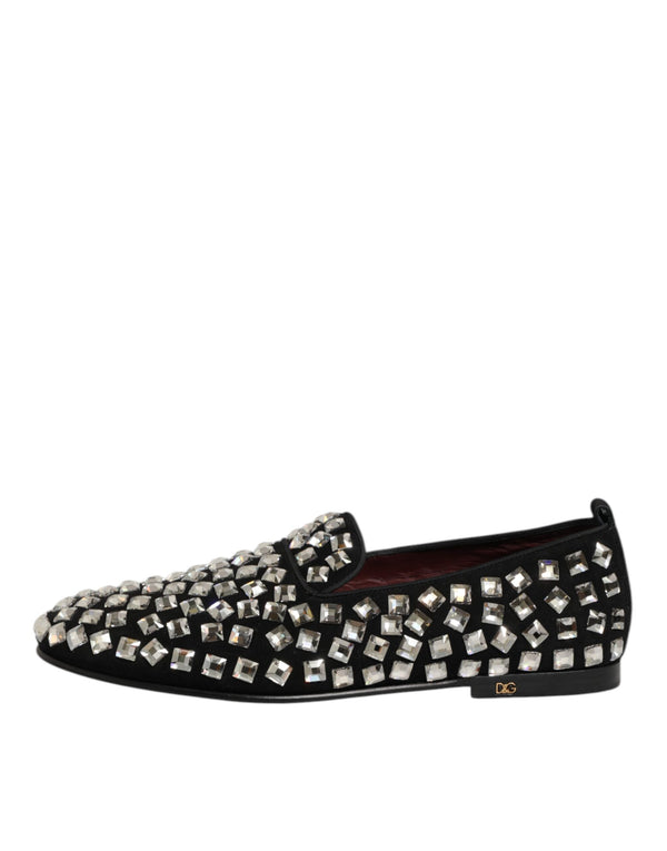 Schwarz Wildleder Kristalle Loafers Männer Kleid Schuhe