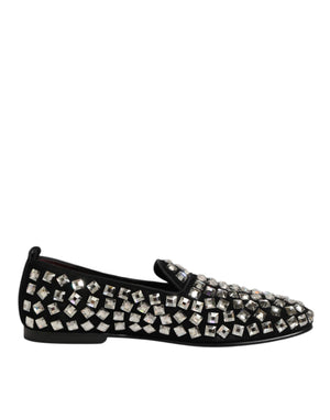 Schwarz Wildleder Kristalle Loafers Männer Kleid Schuhe