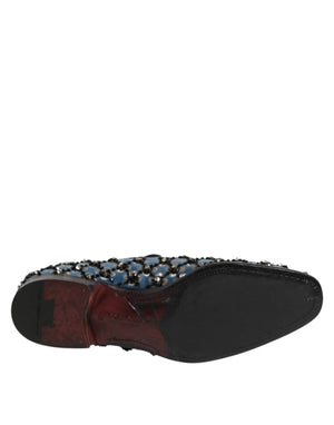Blauer Samt Crystal Detailing Loafer Männer Schuhe