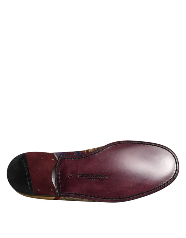 Multicolor Jacquard Gold DG Logo Loafer Schuhe