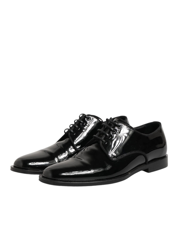 Schwarze Leder Schnürschuhe Derby Formal Dress Schuhe