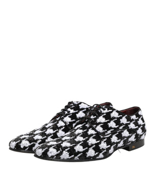 Kleid Schwarz Weiß Paillettenbesetzte Lace Up Derby Schuhe